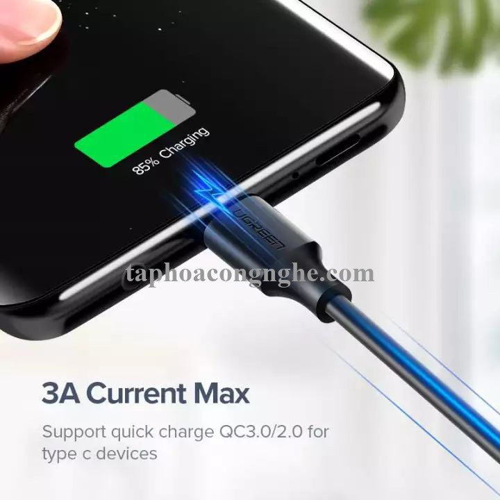 Ugreen 60225 3m 2.0 màu trắng cáp Usb ra Type C sạc và truyền dữ liệu US287 30060225